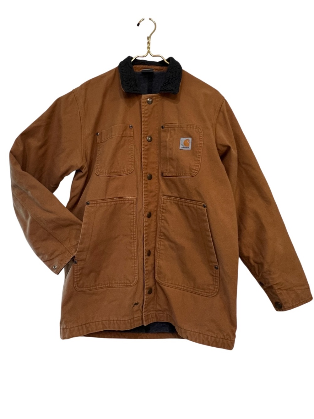 Carhartt Boys Youth Chore Coat Barn Jacket Sherpa Collar Brown XL 18-20
